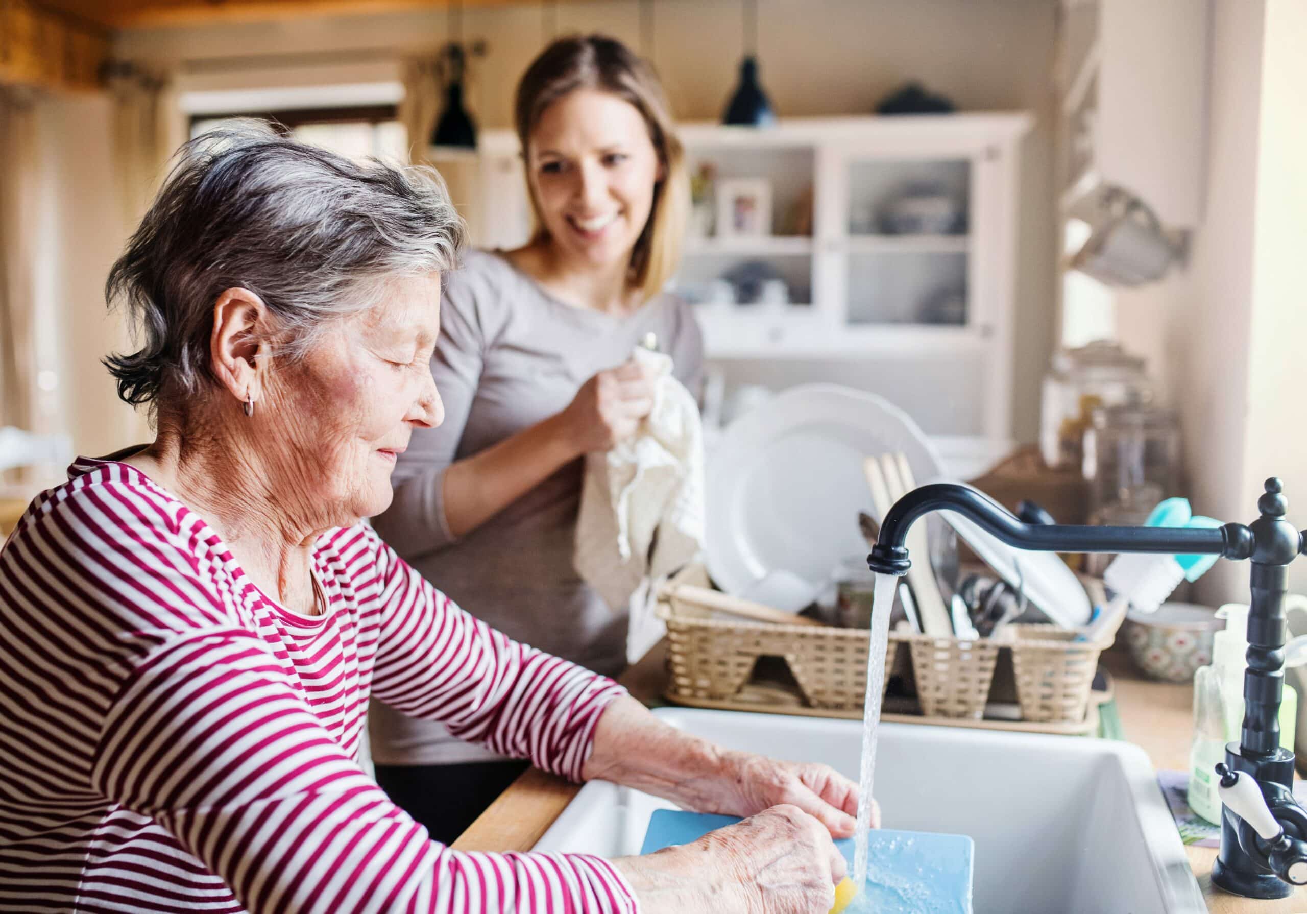 grandma washing dishes