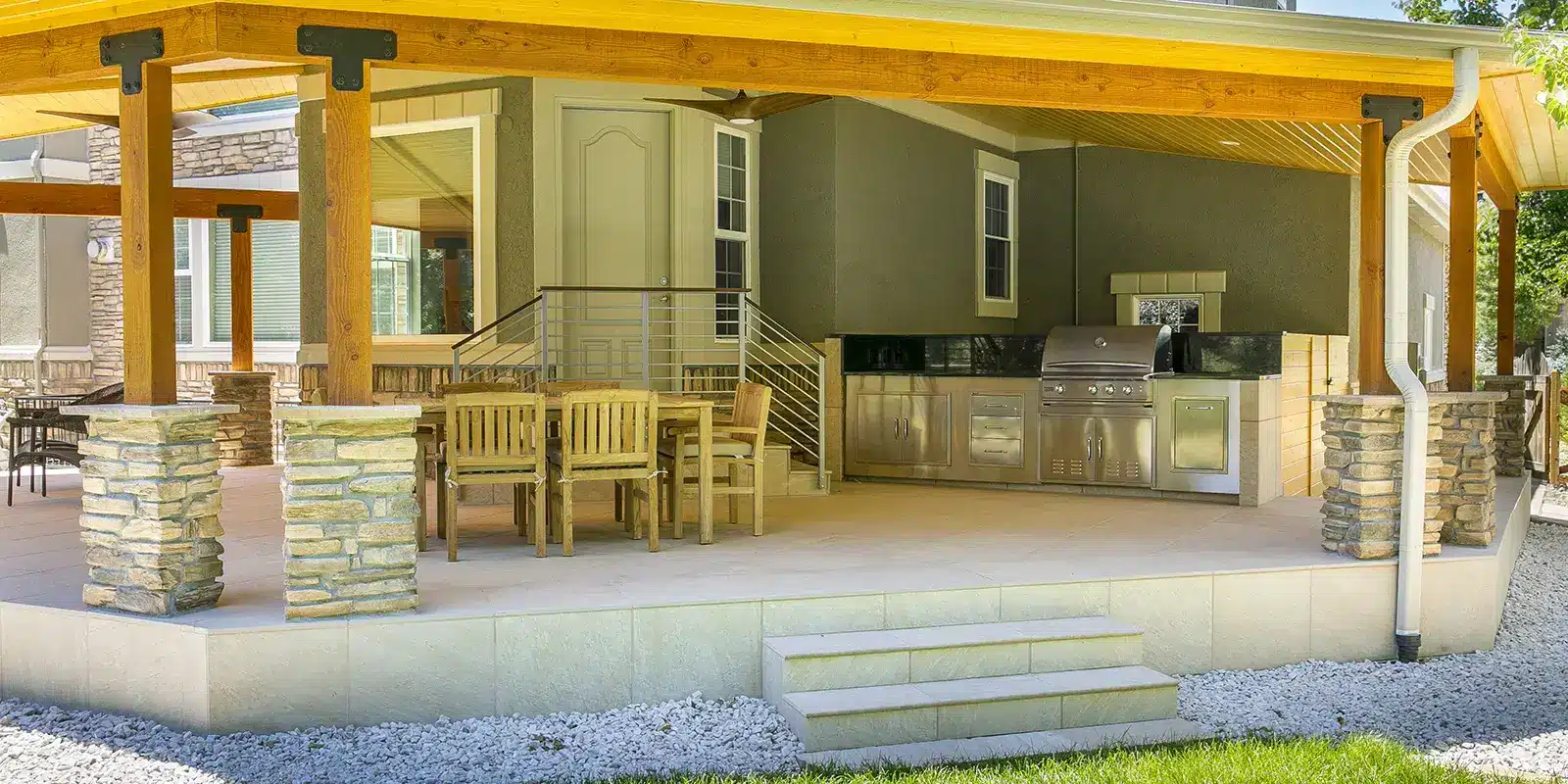 patio cover and outdoor kitchen