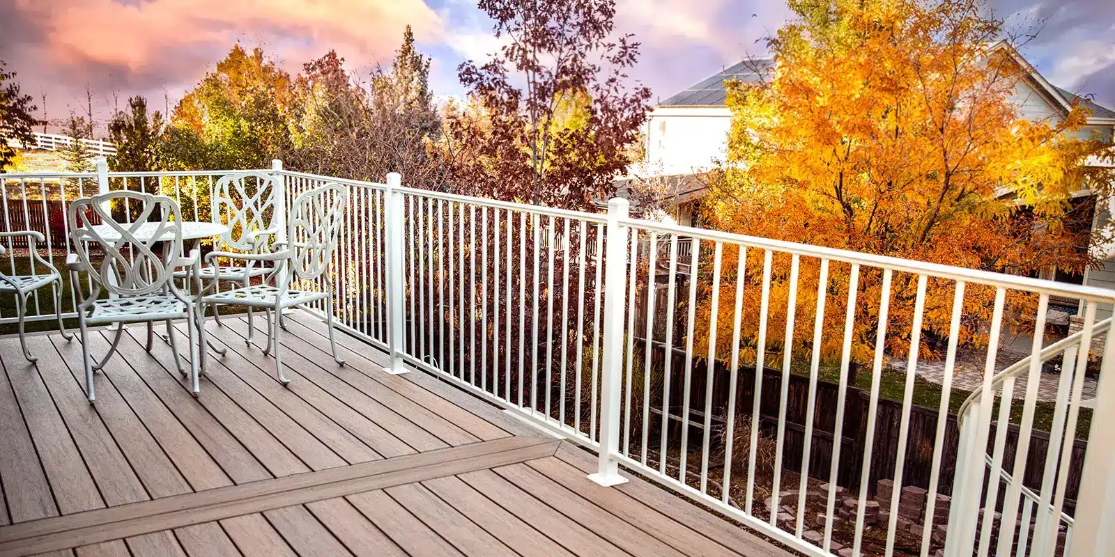 white railing with composite deck