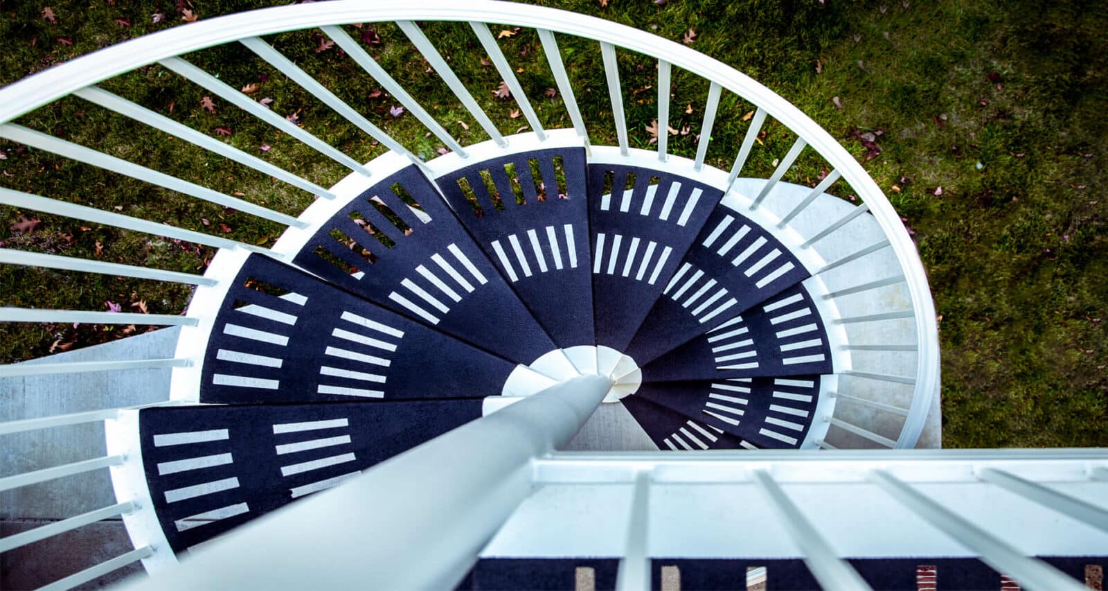 white deck spiral staircase