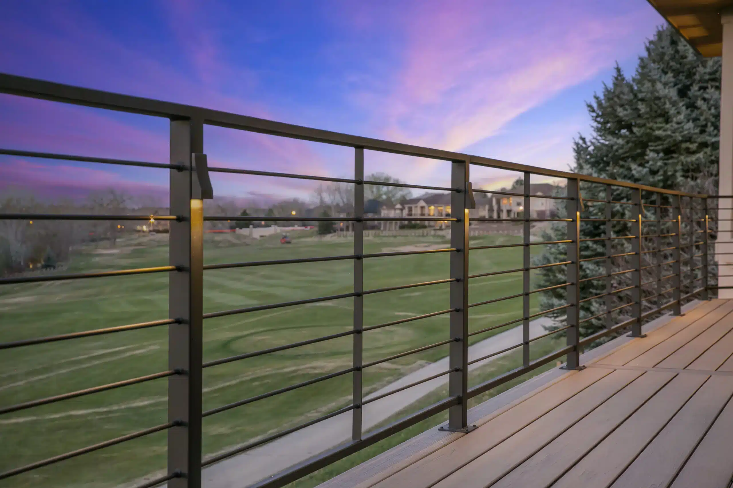 aluminum deck railing with lighting - Deck lighting services in Colorado