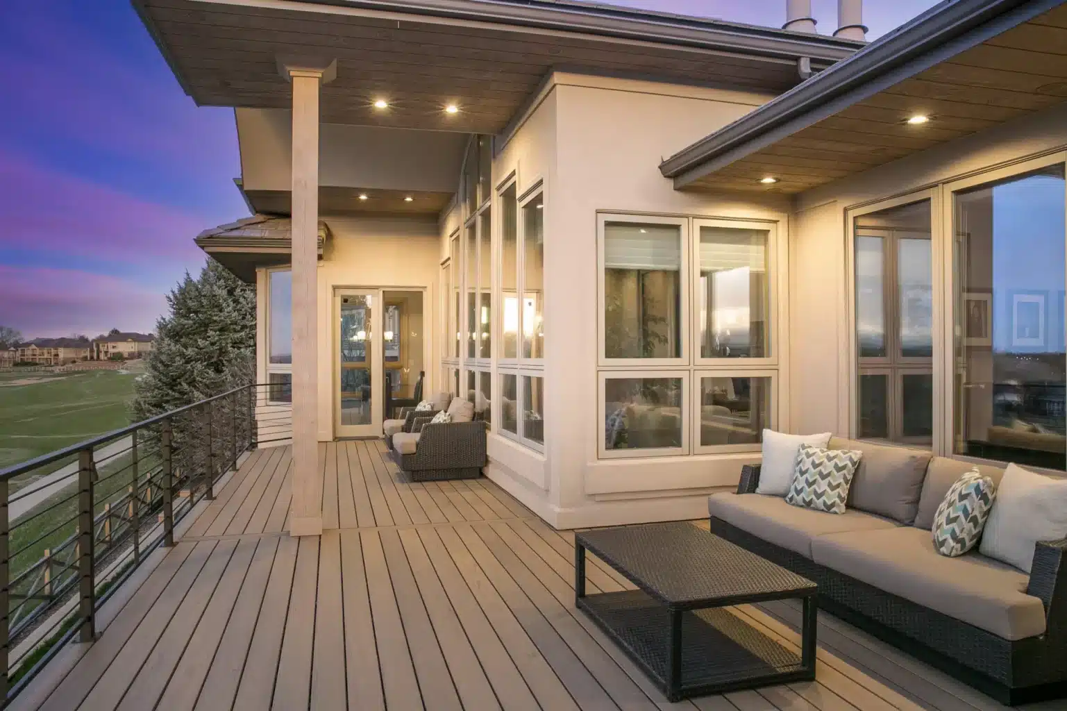 covered patio with ceiling fan light fixture and recessed lighting - Energy-Efficient Deck Lighting Options - Deck Lighting contractors in Greater Denver Area