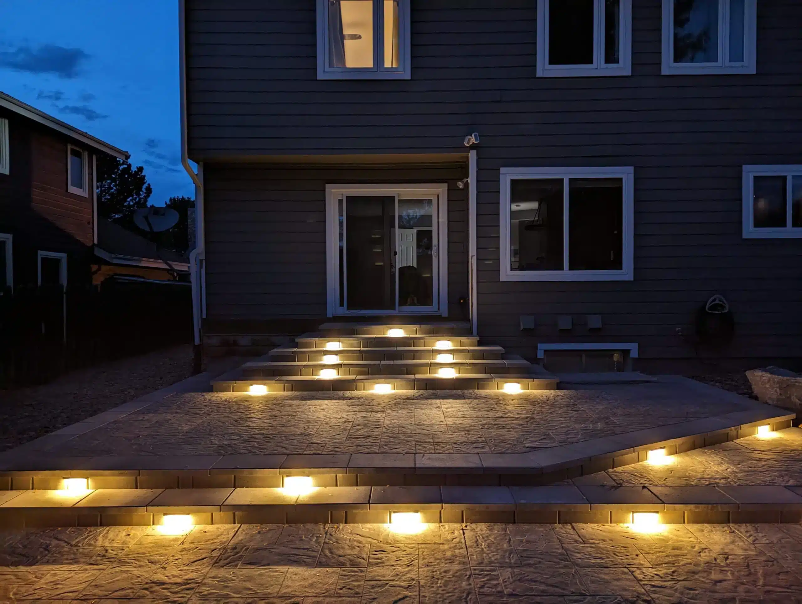 outdoor lighting to make steps and patio safer - Deck Lighting contractor in Colorado