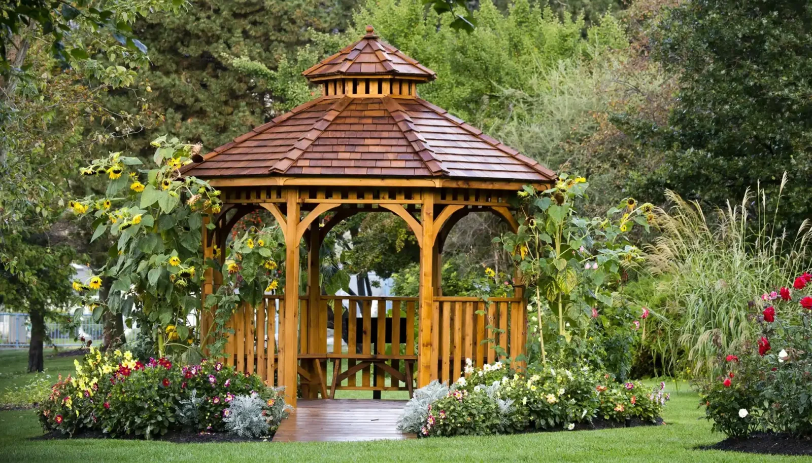 photo of a traditional, wooden gazebo - Gazebo and Pavilions builder in Colorado