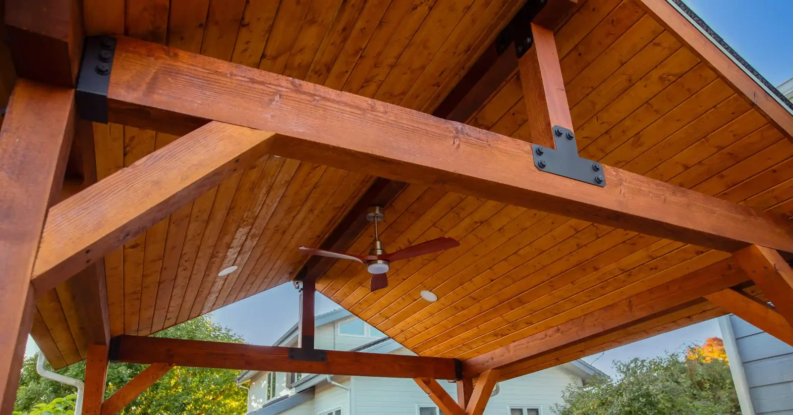 photo of a pavilion cover over a patio to go with a story about pavilions and gazebos