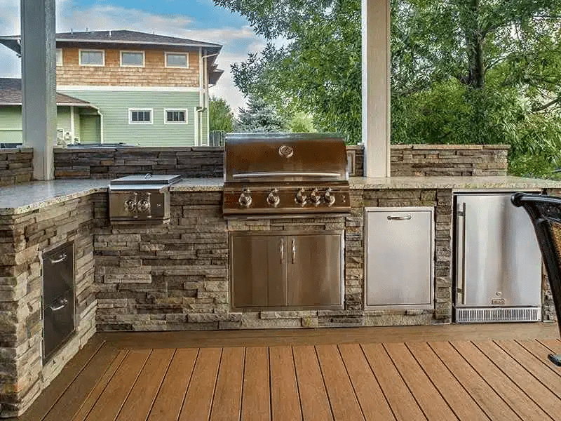 photo of an outdoor kitchen on a deck - Off season deck building