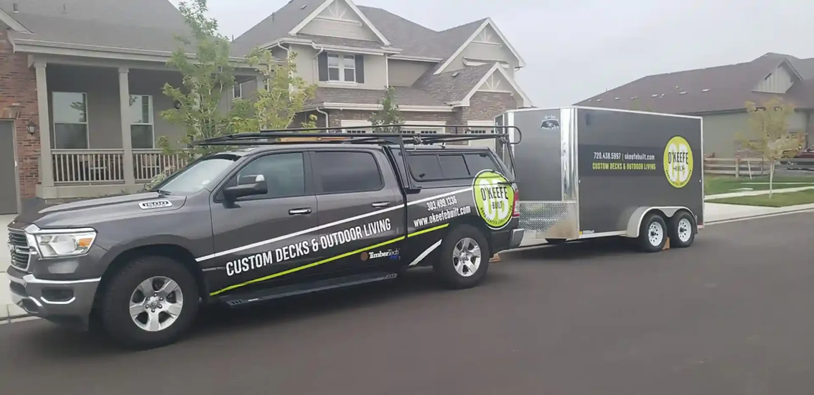 Company's branded truck and trailer
